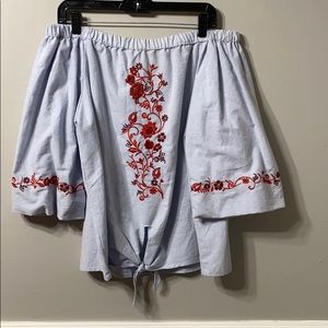 Off the shoulder top w/ tie bottom